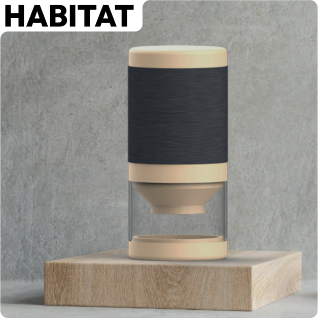 Render 3D del altavoz Habitat